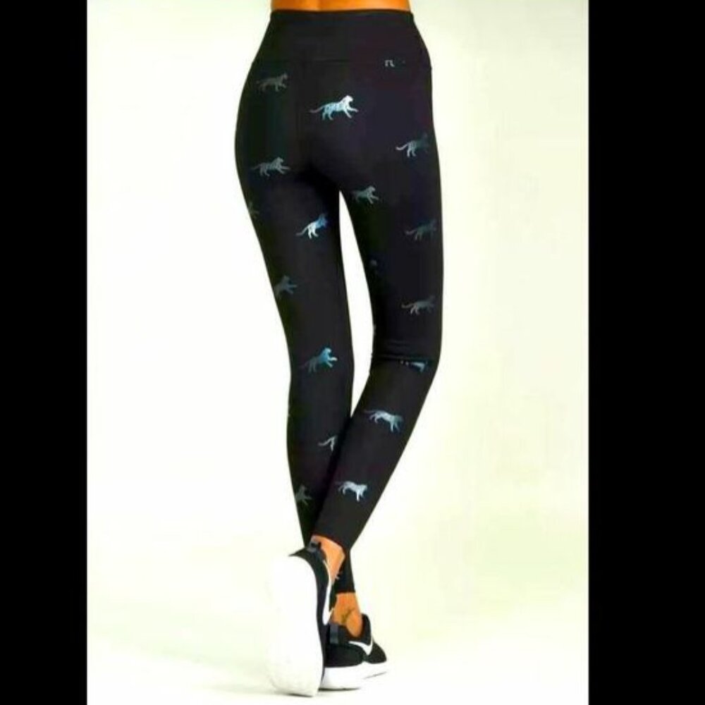 Noli Yoga Tiger Foil High Rise Legging Navy/Blue Metallic